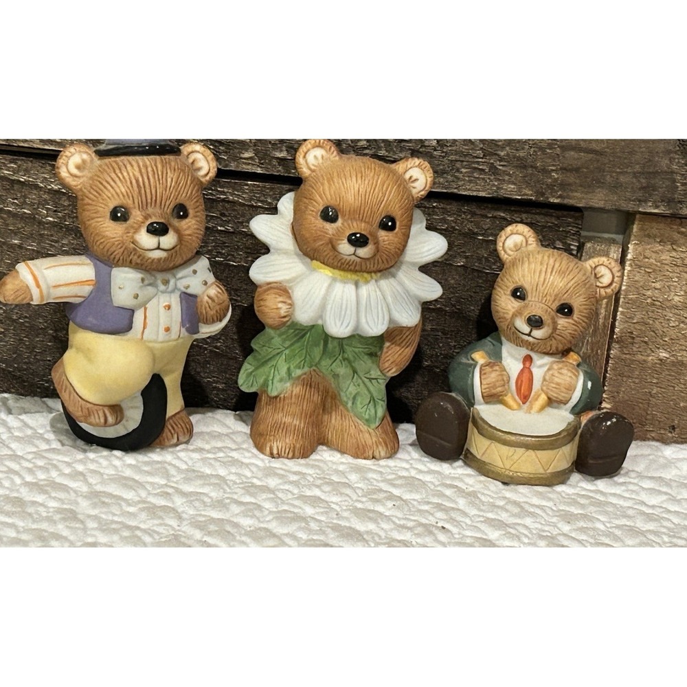 Set of 3 Homco Circus Teddy Bear‎ Porcelain Figurines